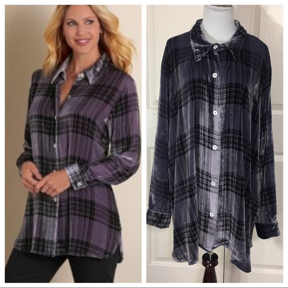 Soft Surroundings Plaid Velvet 